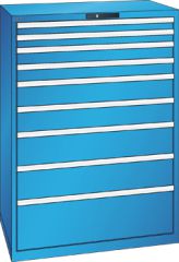 Schubladenschrank 9 Schubladen 1023x725x1450 RAL 5012 Lista 54x36E 12.550.010