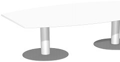 Konferenztisch Tellerfuß, Faßform, feste Höhe, 2000x800-1200x720, Weiß