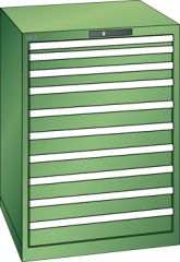 Schubladenschrank 10 Schubladen 717x725x1000 RAL 6011 Lista 36x36E 78.181.030