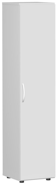 Flügeltürenschrank mit Standfüßen, Griff links oder rechts, inkl. Türdämpfer, nicht abschließbar, 400x420x1808, Lichtgrau/Lichtgrau