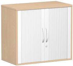 Anstell-Querrollladenschrank Oberboden 25 mm, mit Stellfüßen, abschließbar, 800x425x720, Silber/Buche