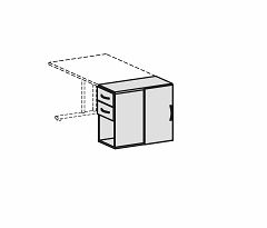 Anstell-Schrank mit Schubksten, Drehtr mit Trdmpfer links oder rechts verwendbar, mit Stellfen, nicht abschliebar, 420x820x720, Wei/Wei
