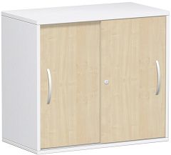 Anstell-Schiebetürenschrank Oberboden 25 mm, mit Stellfüßen, abschließbar, 800x425x720, Ahorn/Weiß