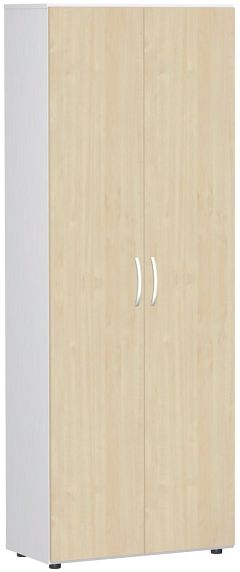 Flügeltürenschrank mit Standfüßen, inkl. Türdämpfer, nicht abschließbar, 800x420x2160, Ahorn/Weiß