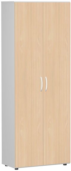 Flügeltürenschrank mit Standfüßen, inkl. Türdämpfer, nicht abschließbar, 800x420x2160, Buche/Lichtgrau