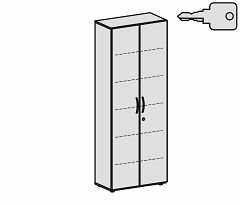 Flgeltrenschrank mit Standfen, inkl. Trdmpfer, abschliebar, 800x420x2160, Ahorn/Wei