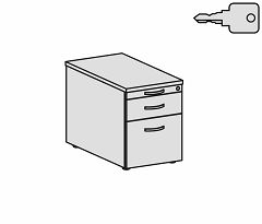 Rollcontainer Hngeregistratur und 1 Metall-Schubfach, mit Utensilienschubfach, Metall-Rollschubfhrung, Zentralverriegelung, verdeckte Doppel-Lenkrollen, 438x800x565, Buche/Wei