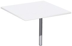 Verkettungsplatte Volleck 90° mit Stützfuß, mit Kabelführung, inkl. Verkettungsmaterial, höhenverstellbar, 800x800x680-800, Weiß/Silber