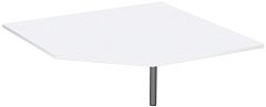 Verkettungsplatte Fünfeck 90° mit Stützfuß, mit Kabelführung, inkl. Verkettungsmaterial, höhenverstellbar, 1225x1225x680-800, Weiß/Silber