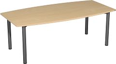 Konferenztisch Rundfuß, Faßform, feste Höhe, 2000x800-1200x720, Buche/Anthrazit