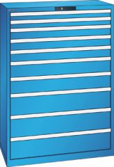 Schubladenschrank 10 Schubladen 1023x572x1450 RAL 5012 Lista 54x27E 78.773.010