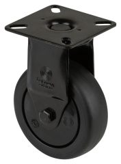 Apparaterolle A810.A85.075.06, Produkttyp: Bockrollen, Befestigung: Anschraubplatte, Material/Art des Radkörpers: Kunststoff schwarz, Material der Lauffläche: thermoplastischer Gummi schwarz, Lager: Kugellager, Ø Rad:  75 mm, Tragkraft: 60 kg
