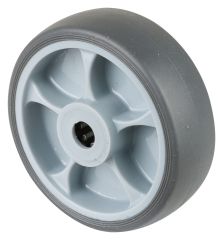 Gummirad B44.101, Produkttyp: Räder, Material/Art des Radkörpers: Kunststoff, Material der Lauffläche: thermoplastischer Gummi grau, Lager: Rollenlager, Ø Rad:  100 mm, Tragkraft: 110 kg