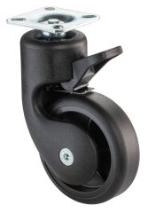 Kunststoff-Lenkrolle mit Feststeller F325.075, Produkttyp: Lenkrollen mit Feststeller, Ø Rad:  75 mm, Tragkraft: 50 kg, Befestigung: Anschraubplatte, Ø Schraubloch: 6 mm