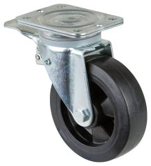Schwerlastrolle N120.B60.160, Produkttyp: Lenkrollen mit Totalfeststeller, Befestigung: Anschraubplatte, Ø Schraubloch: 11 mm, Material/Art des Radkörpers: Kunststoff, Material der Lauffläche: Elastikgummi schwarz, Lager: Rollenlager, Ø Rad:  160 mm, Trag