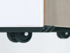 Rollcontainer 3 Kunststoff-Schubfcher und Utensilienschubfach, Metall-Rollschubfhrung, Zentralverriegelung, verdeckte Doppel-Lenkrollen, 438x600x565, Wei/Wei