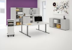 Elektro-Hubtisch hhenverstellbar, 1800x800x650-1250, Ahorn/Silber