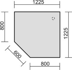 Verkettungsplatte Fnfeck 90 mit Sttzfu, mit Kabelfhrung, inkl. Verkettungsmaterial, hhenverstellbar, 1225x1225x680-800, Ahorn/Anthrazit