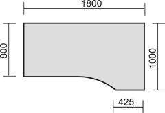 PC-Schreibtisch rechts hhenverstellbar, 1800x1000x680-800, Buche/Silber