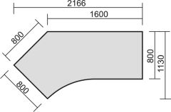Schreibtisch 135 links hhenverstellbar, 2166x1130x680-800, Ahorn/Silber