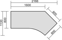 Schreibtisch 135 rechts hhenverstellbar, 2166x1130x680-800, Ahorn/Silber