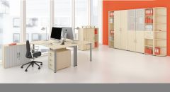 Querrollladenschrank Oberboden 25 mm, mit Standfen, abschliebar, 800x425x1182, Silber/Ahorn
