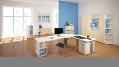 Flgeltrenschrank mit Standfen, inkl. Trdmpfer, nicht abschliebar, 800x420x1104, Ahorn/Wei