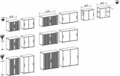 Querrollladenschrank Oberboden 25 mm, mit Standfen, abschliebar, 800x425x1182, Silber/Wei