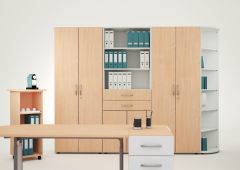 Flgeltrenschrank mit Standfen, Griff links oder rechts, inkl. Trdmpfer, nicht abschliebar, 400x420x1104, Buche/Wei