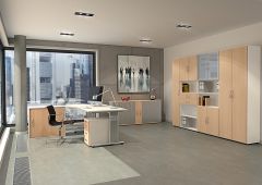 Flgeltrenschrank mit Standfen, Griff links oder rechts, inkl. Trdmpfer, nicht abschliebar, 400x420x1104, Buche/Wei