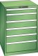Schubladenschrank 6 Schubladen 717x725x1000 RAL 6011 Lista 36x36E 14.415.030