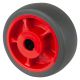 Gummirad B44.081.F003, Produkttyp: Rder, Material/Art des Radkrpers: Kunststoff rot, Material der Laufflche: thermoplastischer Gummi grau, Lager: Rollenlager,  Rad:  80 mm, Tragkraft: 100 kg