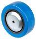 Gummirad B61.101, Produkttyp: Räder, Material/Art des Radkörpers: Kunststoff, Material der Lauffläche: Elastikgummi blau, Lager: Rollenlager (80 mm Ø mit Gleitlager, 100 mm Ø mit Fadenschutz), Ø Rad:  100 mm, Tragkraft: 140 kg