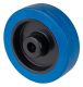Gummirad B61.125, Produkttyp: Räder, Material/Art des Radkörpers: Kunststoff, Material der Lauffläche: Elastikgummi blau, Lager: Rollenlager (80 mm Ø mit Gleitlager, 100 mm Ø mit Fadenschutz), Ø Rad:  125 mm, Tragkraft: 140 kg