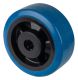 Gummirad B61.126, Produkttyp: Räder, Material/Art des Radkörpers: Kunststoff, Material der Lauffläche: Elastikgummi blau, Lager: Rollenlager (80 mm Ø mit Gleitlager, 100 mm Ø mit Fadenschutz), Ø Rad:  125 mm, Tragkraft: 300 kg