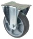 Transportrolle L410.A85.162, Produkttyp: Bockrollen, Befestigung: Anschraubplatte, Ø Schraubloch: 11 mm, Material/Art des Radkörpers: Kunststoff, Material der Lauffläche: thermoplastischer Gummi grau, Lager: Kugellager, Ø Rad:  160 mm, Tragkraft: 200 kg
