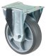 Transportrolle L410.B43.161, Produkttyp: Bockrollen, Befestigung: Anschraubplatte, Ø Schraubloch: 11 mm, Material/Art des Radkörpers: Kunststoff, Material der Lauffläche: thermoplastischer Gummi grau, Lager: Gleitlager, Ø Rad:  160 mm, Tragkraft: 200 kg