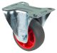 Transportrolle L410.B44.081.03, Produkttyp: Bockrollen, Befestigung: Anschraubplatte, Ø Schraubloch: 9 mm, Material/Art des Radkörpers: Kunststoff rot, Material der Lauffläche: thermoplastischer Gummi grau, Lager: Rollenlager, Ø Rad:  80 mm, Tragkraft: 10