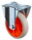Transportrolle L410.B44.126.02, Produkttyp: Bockrollen, Befestigung: Anschraubplatte, Ø Schraubloch: 9 mm, Material/Art des Radkörpers: Kunststoff orange, Material der Lauffläche: thermoplastischer Gummi hellgrau, Lager: Rollenlager, Ø Rad:  125 mm, Tragk