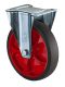 Transportrolle L410.B44.161.03, Produkttyp: Bockrollen, Befestigung: Anschraubplatte, Ø Schraubloch: 11 mm, Material/Art des Radkörpers: Kunststoff rot, Material der Lauffläche: thermoplastischer Gummi grau, Lager: Rollenlager, Ø Rad:  200 mm, Tragkraft: 