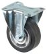 Transportrolle L410.B80.100, Produkttyp: Bockrollen, Befestigung: Anschraubplatte, Ø Schraubloch: 8 mm, Material/Art des Radkörpers: Aluminium, Material der Lauffläche: Elastikgummi schwarz, Lager: Kugellager, Ø Rad:  100 mm, Tragkraft: 150 kg