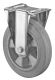 Transportrolle L410.B83.200, Produkttyp: Bockrollen, Befestigung: Anschraubplatte, Ø Schraubloch: 11 mm, Material/Art des Radkörpers: Aluminium, Material der Lauffläche: Elastikgummi grau, Lager: Kugellager, Ø Rad:  200 mm, Tragkraft: 350 kg