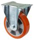 Transportrolle L410.B90.150, Produkttyp: Bockrollen, Befestigung: Anschraubplatte, Ø Schraubloch: 11 mm, Material/Art des Radkörpers: Aluminium, Material der Lauffläche: Prothane® Guss-Polyurethan 95 +/-3 Shore A, Lager: Kugellager, Ø Rad:  150 mm, Tragkr