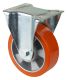 Transportrolle L410.B90.151, Produkttyp: Bockrollen, Befestigung: Anschraubplatte, Ø Schraubloch: 11 mm, Material/Art des Radkörpers: Aluminium, Material der Lauffläche: Prothane® Guss-Polyurethan 95 +/-3 Shore A, Lager: Kugellager, Ø Rad:  150 mm, Tragkr