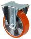 Transportrolle L410.B90.160, Produkttyp: Bockrollen, Befestigung: Anschraubplatte, Ø Schraubloch: 11 mm, Material/Art des Radkörpers: Aluminium, Material der Lauffläche: Prothane® Guss-Polyurethan 95 +/-3 Shore A, Lager: Kugellager, Ø Rad:  160 mm, Tragkr