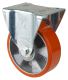 Transportrolle L410.B90.162, Produkttyp: Bockrollen, Befestigung: Anschraubplatte, Ø Schraubloch: 11 mm, Material/Art des Radkörpers: Aluminium, Material der Lauffläche: Prothane® Guss-Polyurethan 95 +/-3 Shore A, Lager: Kugellager, Ø Rad:  160 mm, Tragkr