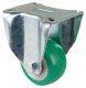Transportrolle L410.B92.080, Produkttyp: Bockrollen, Befestigung: Anschraubplatte, Ø Schraubloch: 8 mm, Material/Art des Radkörpers: Aluminium, Material der Lauffläche: Besothane Guss-Polyurethan  83 +/-3 Shore A, Lager: Kugellager, Ø Rad:  80 mm, Tragkra