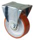 Transportrolle L410.C10.152, Produkttyp: Bockrollen, Befestigung: Anschraubplatte, Ø Schraubloch: 11 mm, Material/Art des Radkörpers: Guss, Material der Lauffläche: Prothane® Guss-Polyurethan 95 +/-3 Shore A, Lager: Kugellager, Ø Rad:  150 mm, Tragkraft: 