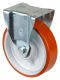 Transportrolle L410.C10.202, Produkttyp: Bockrollen, Befestigung: Anschraubplatte, Ø Schraubloch: 11 mm, Material/Art des Radkörpers: Guss, Material der Lauffläche: Prothane® Guss-Polyurethan 95 +/-3 Shore A, Lager: Kugellager, Ø Rad:  200 mm, Tragkraft: 