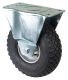Transportrolle L410.C90.261, Produkttyp: Bockrollen, Befestigung: Anschraubplatte, Ø Schraubloch: 15 mm, Material/Art des Radkörpers: Stahlfelge, Material der Lauffläche: Luftrad, Gummi schwarz, Lager: Rollenlager, Ø Rad:  260 mm, Tragkraft: 130 kg